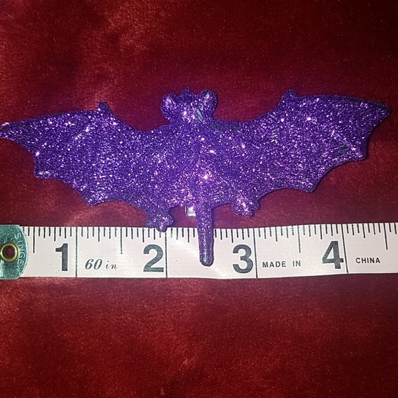 4" Purple Glitter Bat Hair Clips Gothic Halloween - Picture 4 of 8